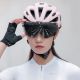14. Kask rowerowy Rockbros z szybką, odpinane okulary z ochroną UV, odłączany daszek, unisex - różowy