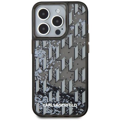 3. Etui Karl Lagerfeld Liquide Glitter Monogram Gradient na iPhone 15 Pro - czarne