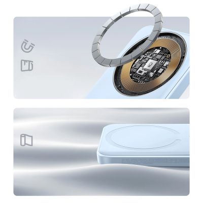 5. Powerbank Baseus EnerFill FM11 Ultra-Mini 10000mAh 22,5W indukcyjny kompatybilny z MagSafe z białym kablem Basus Simple USB-C 20V/3A 0,3m - niebieski