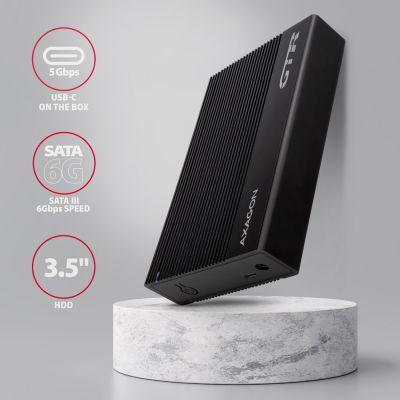 2. AXAGON EE35-GTR USB-C 3.2 Gen 1 - SATA 6G, Obudowa Zewnętrznego Dysku Twardego 3.5", Ryflowana - Czarna