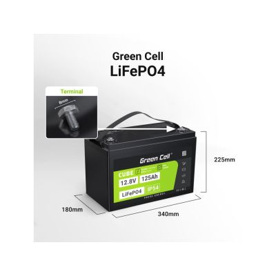 31. Green Cell CUBE Akumulator LiFePO4 125Ah 12V/12.8V 1600Wh LFPGC12V125AH