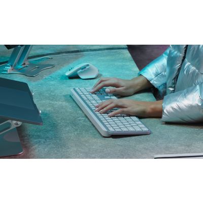 6. Klawiatura Logitech MX Keys S 920-011566 RF Wireless + Bluetooth QWERTZ Niemiecki Aluminium, Biała