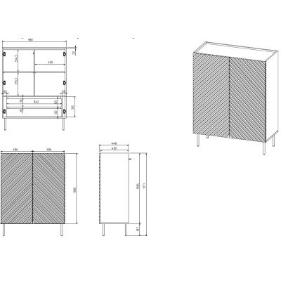 4. Regał 2D2SZ ONDA 98x45x127 czarny