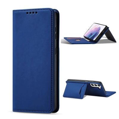 3. Magnet Card Case etui do Samsung Galaxy S22+ (S22 Plus) pokrowiec portfel na karty kartę podstawka niebieski