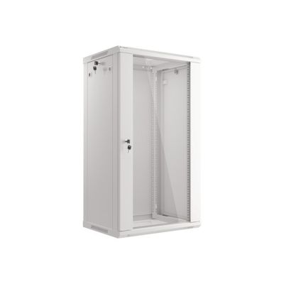 19. Szafa rack Lanberg WF01-6422-10S (22U; 1080mm / 600mm / 450 mm; wisząca; Szklane; 19''; kolor szary)
