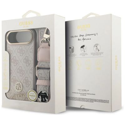 9. Etui Guess 4G Strass Logo & Big Strap Metal Buttons MagSafe na iPhone Air - różowe