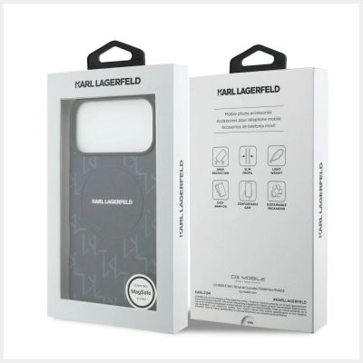 8. Etui Karl Lagerfeld Monogram logo MagSafe na iPhone 17 Pro Max - niebieskie