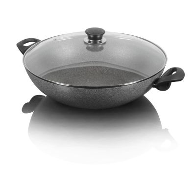 Wok granitowy indukcyjny z 2 uchwytami i pokrywką Ballarini Ferrara - 36 cm