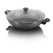 Wok granitowy indukcyjny z 2 uchwytami i pokrywką Ballarini Ferrara - 36 cm