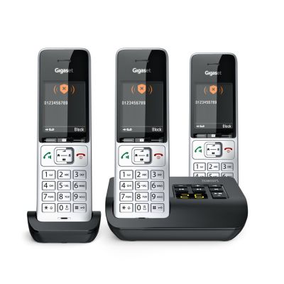 6. Telefon bezprzewodowy Gigaset 500A Comfort Trio - Automatyczna sekretarka - ECO DECT\GAP\CAT-iq - Srebrny + 2 dodatkowe słuchawki