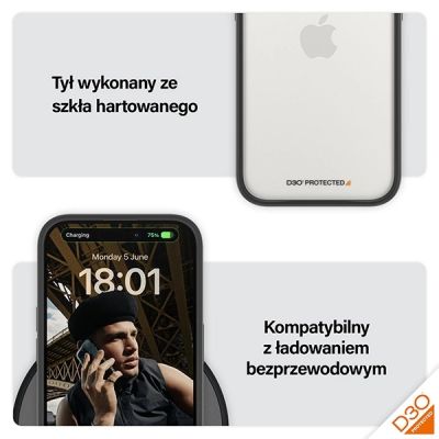 5. Etui PanzerGlass ClearCase na iPhone 15 Pro z certyfikatem Military Grade - przezroczysto-czarne