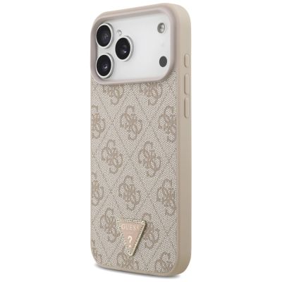 2. Etui Guess Leather 4G Triangle Strass MagSafe na iPhone 17 Pro Max / 18 Pro Max - różowe