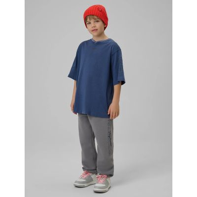5. T-shirt loose z nadrukiem chłopięcy 4F 4FJRSS26TTSHM3467-31S