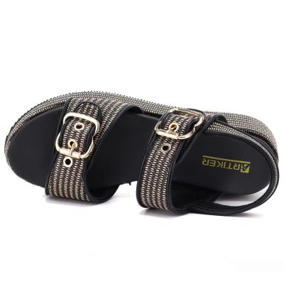 Sandały damskie na platformie czarno-złote Artiker 58C1741