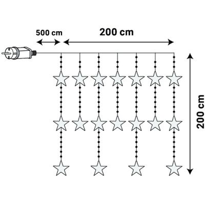 10. LAMPKI CHOINKOWE KURTYNA ŚWIETLNA 200x200 CM 415LED CIEPŁY BIAŁY GWIAZDKI