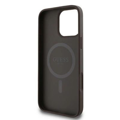 7. Etui Guess 4G Ring Classic Logo MagSafe na iPhone 16 Pro - brązowe