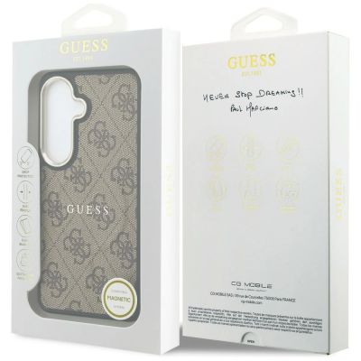 8. Etui Guess 4G Embossed Ring MagSafe na Samsung Galaxy S26 - brązowe