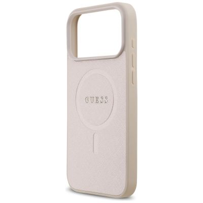 6. Etui Guess Saffiano Classic Logo MagSafe na iPhone 18 Pro Max / iPhone 17 Pro Max - różowe