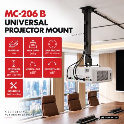 4. MACLEAN UCHWYT / WIESZAK DO PROJEKTORA UNIWERSALNY, CZARNY, DO 20KG MC-206 B