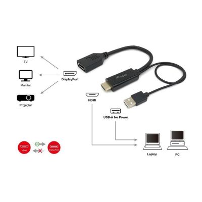 6. Equip 119039 adapter kablowy 0,15 m HDMI Typu A (Standard) DisplayPort Czarny