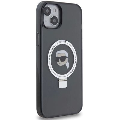 4. Etui Karl Lagerfeld Ring Stand Karl Head MagSafe do iPhone 15 - czarne