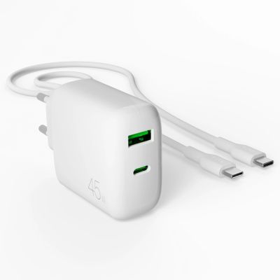 4. Ładowarka Puro Daily Prolite 45W USB-C USB-A Power Delivery z kablem USB-C - biała