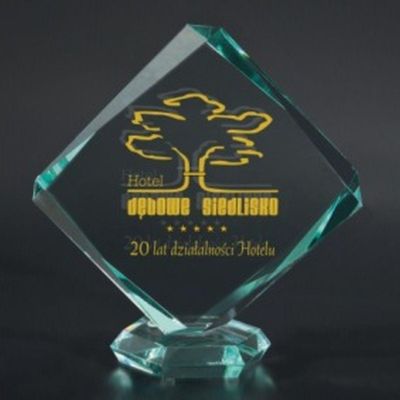 8. Trofeum szklane grawerowane z etui +wypełnianie farbą