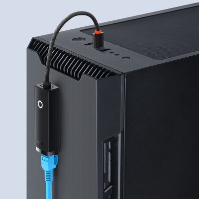 13. Baseus Lite Series zewnętrzna karta sieciowa USB Typ C - RJ-45 1Gbps (1000Mbps) czarny (WKQX000301)