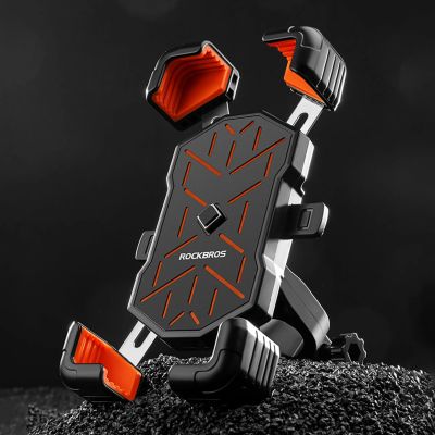 10. Uchwyt na telefon Rockbros HW-117 zaciskowy na kierownicę - czarno-pomarańczowy