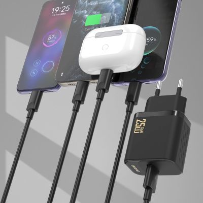 2. Ładowarka sieciowa Dudao A27STEU 25W GaN USB-A z kablem USB-A - USB-C - czarna