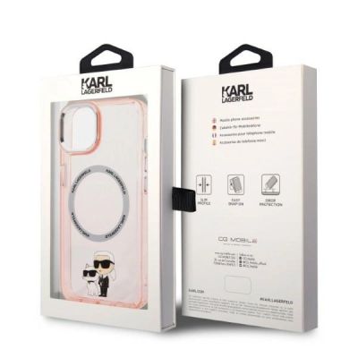 8. Etui Karl Lagerfeld Iconic Karl&Choupette MagSafe na iPhone 14 - różowe