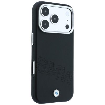 4. Etui BMW Sign Inclined Deboss Letters MagSafe na iPhone 17 Pro / 18 Pro - czarne