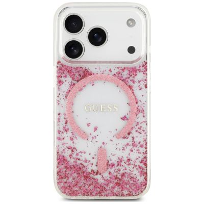 3. Etui Guess Resin Bottom Glitter MagSafe na iPhone 18 Pro / 17 Pro - różowe