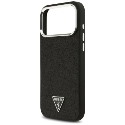 6. Etui Guess Glitter Triangle Logo MagSafe na iPhone 17 Pro Max / 18 Pro Max - czarne