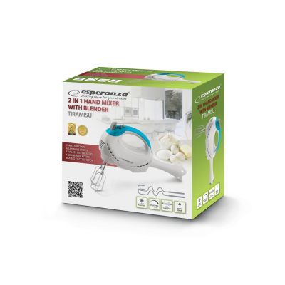 35. Blender, Mikser ręczny Esperanza TIRAMISU EKM010 (300W; kolor biały)