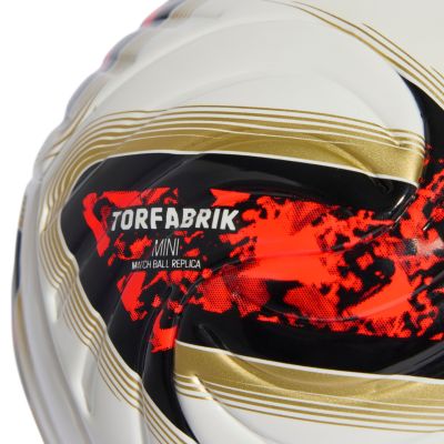4. Piłka nożna adidas Bundesliga 26/27 Torfabrik Mini biało-pomarańczowo-złota KG6039