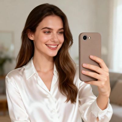 8. Etui Tech-Protect Silicone MagSafe na iPhone 16e / 17e - brązowe