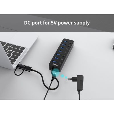 6. Equip 128965 huby i koncentratory USB 3.2 Gen 1 (3.1 Gen 1) Type-A 5000 Mbit/s Czarny
