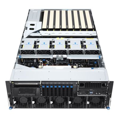 9. Platforma Asus Rack (4U) ESC8000A-E13X AMD EPYC 9005 (8xNVMe, 2xM.2, 2x10Gbe, 8xQSFP, IPMI, R3200W)