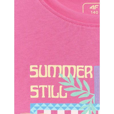 6. T-shirt regular z nadrukiem dziewczęcy 4F 4FJRSS26TTSHF4418-54S