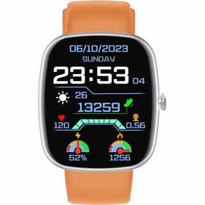 3. Smartwatch Męski GRAVITY GT18-4 Pomarańczowy Pasek Silikonowy + Czarny Pasek