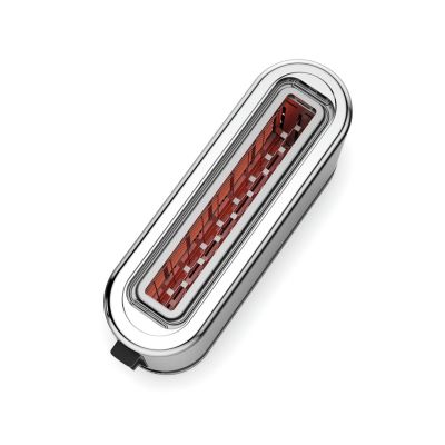 4. Toster WMF, 2 krążki, kolor srebrny, stal szlachetna, moc 900 W, napięcie wejściowe AC 220-240 V, częstotliwość 50/60 Hz, szerokość 366 mm, głębokość 110 mm, wysokość 156 mm
