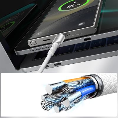 11. Kabel Joyroom S-A51 Cutting-Edge Series 3A USB-A - USB-C 1,2m - jasnoszary