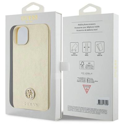 8. Etui Guess Strass Metal Logo do iPhone 15 Plus - złote
