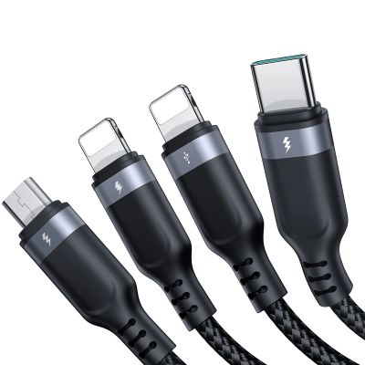 3. Kabel Joyroom Multi-Use Series S-A18 4w1 USB-A - USB-C / Lightning / Lightning / micro USB 1.2m - czarny