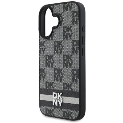 6. Etui DKNY Checkered Pattern & Printed Stripes na iPhone 16 - czarne