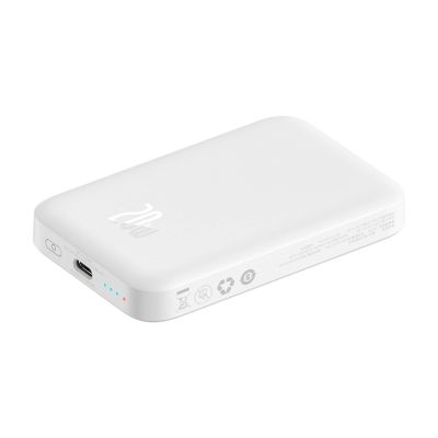 4. Powerbank Baseus Airpow 6000mAh 20W magnetyczny z kablem Baseus Simple USB-C - USB-C 30cm - biały