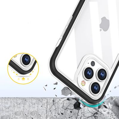 4. Clear 3in1 etui iPhone 14 silikonowy pokrowiec z ramką czarne