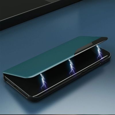 5. Eco Leather View Case elegancki futerał etui z klapką i funkcją podstawki Xiaomi Redmi K40 Pro+ / K40 Pro / K40 / Poco F3 pomarańczowy