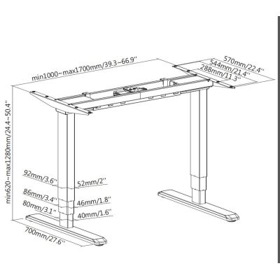 6. Wyposażenie ramy biurka z podwójnym silnikiem elektrycznym 125 kg ws lite Sprzedaż detaliczna